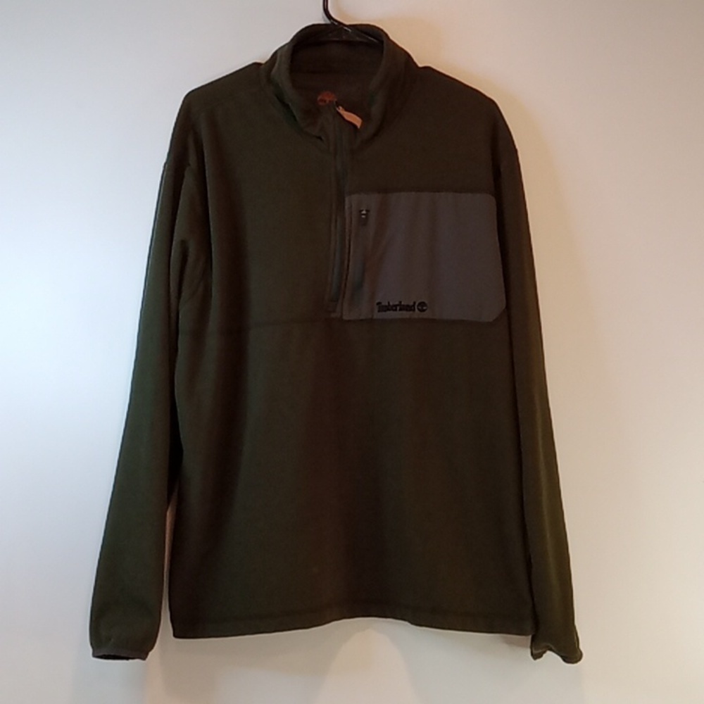 Timberland 1/4 Zip Pullover Jacket Fleece Men's Size 2XLT Green Warm!